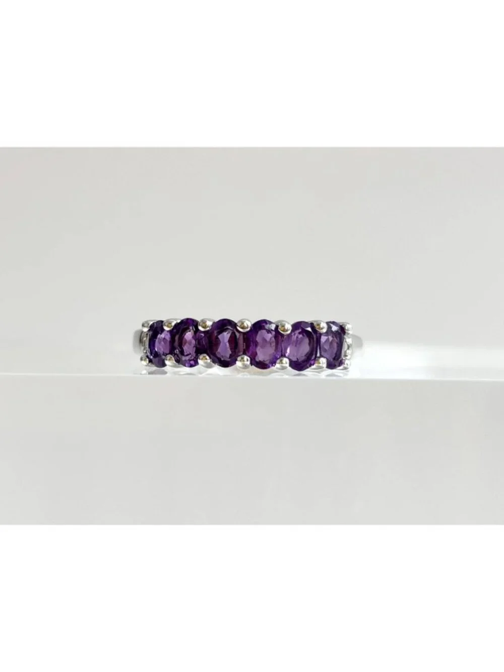 Thai Made Amethyst Gemstone Oval Cut Sterling Silver 925 Vintage Ring - sz 7.75
